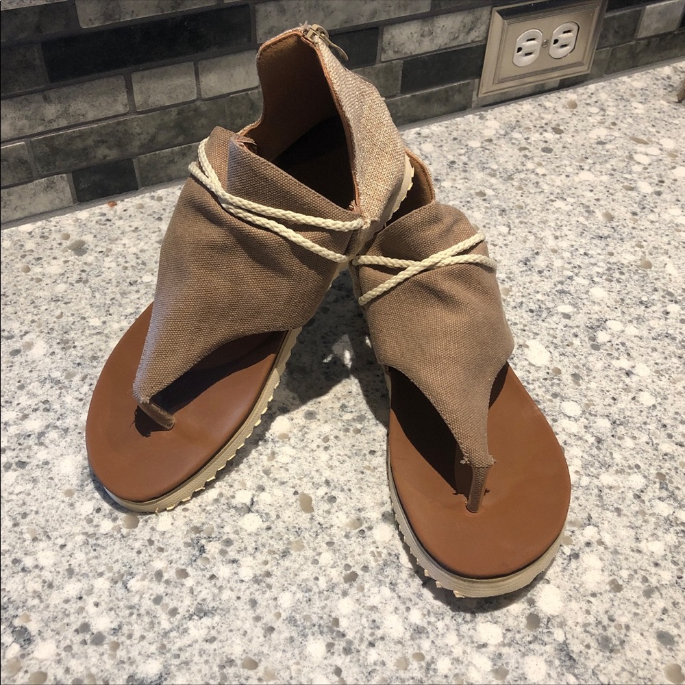 Taupe zip back sandals